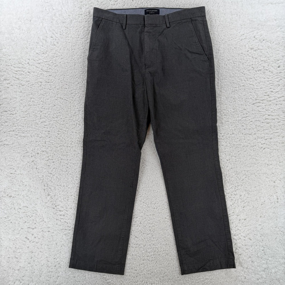 Banana Republic Kentfield Chino Pants Mens 34x30 Black Slim Fit Striped